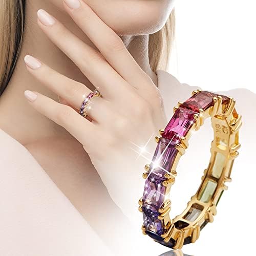 2023 Új Multi Színes Cirkon Női Gyűrű Egyszerű Divat Ékszerek Legnépszerűbb Tartozékok Kerek Gyűrű (Arany, 7)