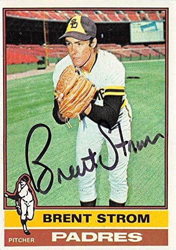 Brent Strom dedikált Baseball Kártya (San Diego Padres) 1976 Topps 84 - Dedikált Baseball Kártyák