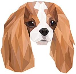 Cavalier, Sírkő Kerámia Plakett egy Kép egy Kutyát, Geometriai