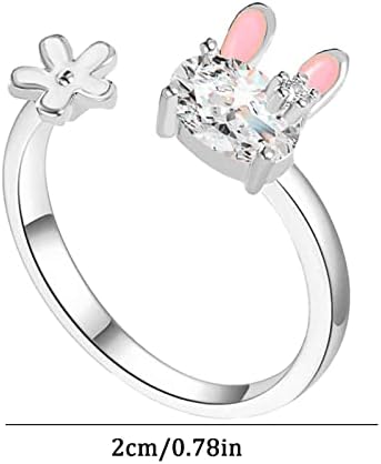 2023 Új Aranyos Kis Nyuszi Gyűrű, Édes Szűz Szív, Virág mutatóujját Gyűrű Gyermekek Nyitó Gyűrű Nők Hüvelykujj Gyűrűk (Egy,
