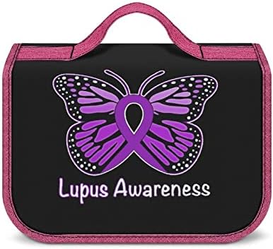 Lupus Tudatosság Pillangó Tisztálkodási Táska Lóg Horog Nagy Kozmetikai Táska Levehető Smink Tok Fürdőszoba Kiegészítők