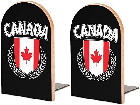 Maple Leaf Kanadai Zászló Fa Dekoratív Könyvtámasz Nem csúszós a Könyv Végén a Polcok 1 Pár 7 X 5 Hüvelyk