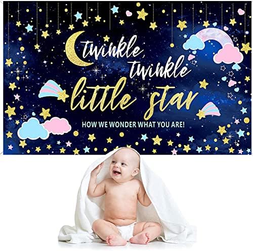 A nemek közötti Mutatják Banner Twinkle Twinkle Little Star Terhesség Mutatják Fotózás Háttér Rózsaszín Kék Felhő Banner
