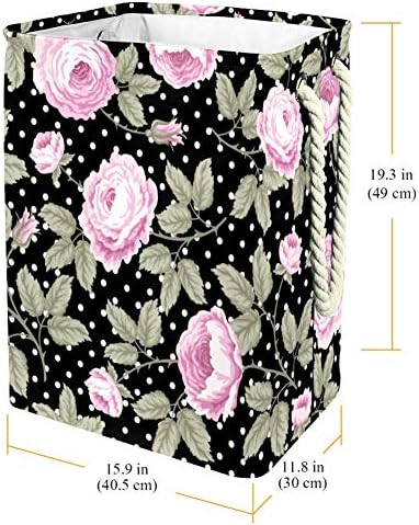 Inhomer Virágos Mintás Rózsa 300D Oxford PVC, Vízálló Szennyestartót Nagy Kosárban a Takaró Ruházat, Játékok Hálószoba