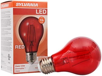 SYLVANIA LED Piros üvegszál 19 Villanykörte, Szabályozható, Hatékony 4.5 W, E26 Közepes Base - 1 Csomag (70300)