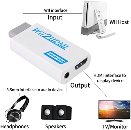 Aokin Wii-HDMI Átalakító, Wii, HDMI Adaptert, 720P, 1080P Kimenet Videó 3,5 mm-es Audio Jack, alkalmas Wii Csatlakoztassa