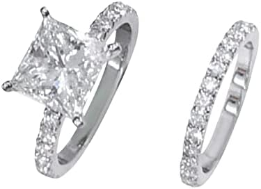 Szögletes Ezüst Cirkónia Esküvői Strasszos Eljegyzési Gyűrű Teljes Gyémánt Cirkónia Szoliter Gyűrű 5 11 Női Gyűrűk (Ezüst,