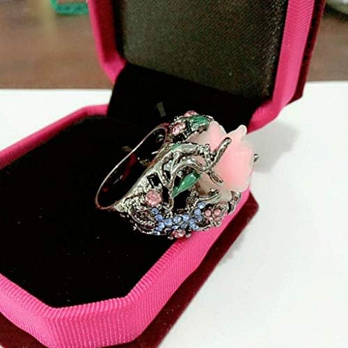 Kecses Gyémánt Gyűrű Női Gyűrű Méret 7 Luxus Rose A Gyémánt Gyűrű Eltúlzott Ékszerek Vintage Gyűrű Készlet