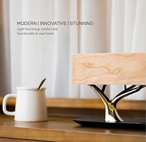 MODIRNATION Bonsai Modern LED-es Éjjeli Smart asztali Lámpa, Beépített TWS Bluetooth Hangszóró, Qi Vezeték nélküli Töltő