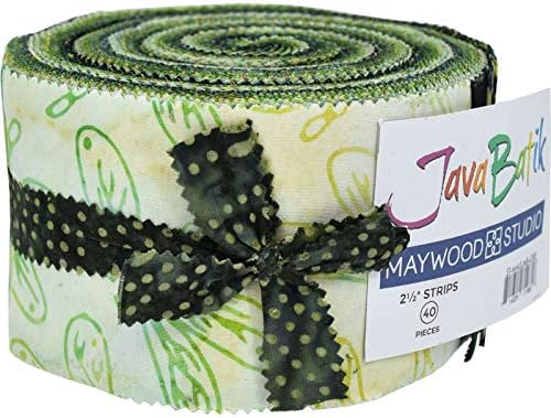 Java Batiks Falu Zöld Csík 40 2,5 hüvelykes Csík Jelly Roll Maywood Stúdió