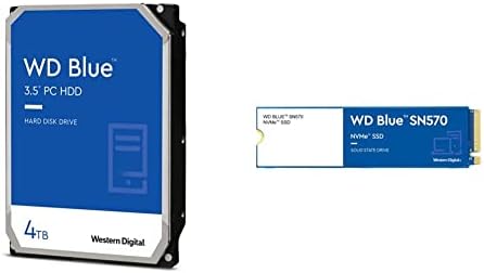 Western Digital 4 TB WD Blue PC Merevlemez, HDD - 5400 RPM, SATA 6 Gb/s, 256 MB Cache, 3.5 & 1 tb-os WD Blue SN570 NVMe Belső