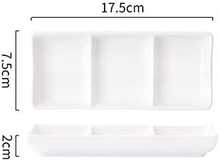 1DB Mini Fehér Kerámia Szögletes 3 Rekesz Előétel Z Tálca 6.9 X 3.0 inch Osztva Fűszerek, Ecet Nuts Snack Szósz Ételek Otthoni