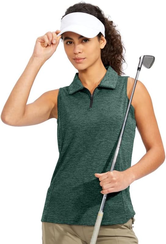 Viodia Női Ujjatlan Golf Póló Zip Fel Teniszező Gyors Száraz Tartály Felsők Pólók Női Golf Ruházat, Ruha