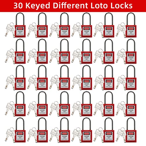 Boviisky 30 db Lockout Tagout Zár,2 Kulcs Per Zár Kulcsos Különböző, a 30 Zár Ki lépek Kategória,Piros Loto Zárak,Biztonsági