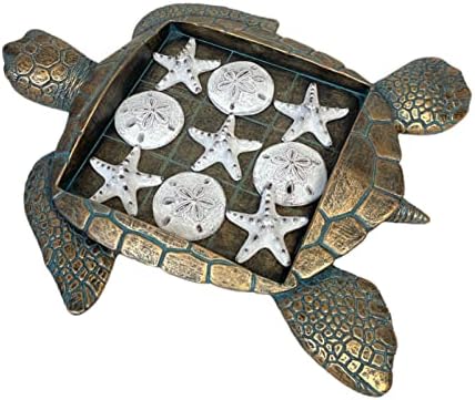 Táblás Játék Tic Tac Toe a Tengeri Dekoratív Tengeri Teknős Óceán Stílusú Dekorációval Beach House Dekoráció Bronz Hang Színe