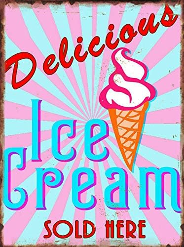 Finom fagylalt Retro Fém Adóazonosító Jel Beltéri & Kültéri Haza, Bár a Kávé Konyha fagylaltozó, Fali Dekor, Adóazonosító