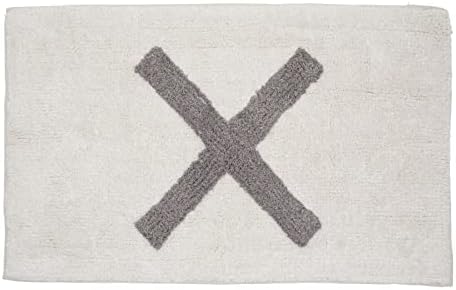 Juvale Monogram X Betű Szőnyeg, Fehér, Szürke Fürdőszoba Szőnyeg (32 x 20)
