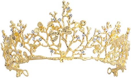 Frcolor Gold Crown Princess Tiara Pillangó Dekoráció Kristály Menyasszonyi Hableány Fejpánt Ajándék Ág Headpieces a Nők