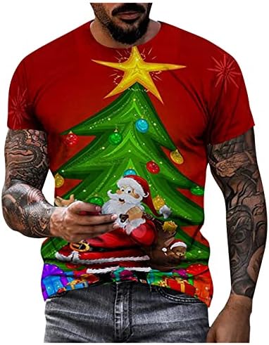 ZDFER Mens Tshirts Rövid Ujjú, Karácsonyi Nyomtatott Sleeve Felsők melegítő felső Blúz Alkalmi Edzés Póló, Férfi