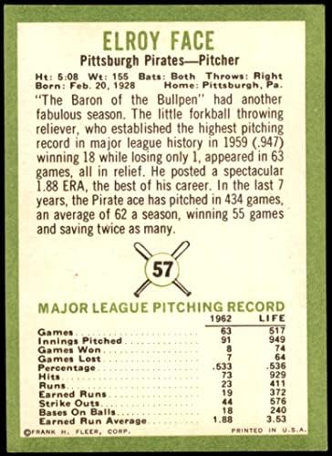 1963 Fleer 57 Roy Arcát Pittsburgh Pirates (Baseball Kártya) NM Kalózok