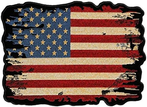 Bőr Legfelsőbb Hazafias Bajba Jutott Amerikai Zászló Hímzett Motoros Javítás-Vörös-Nagy