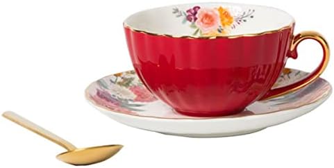 YBK Tech Porcelán csészéből Meghatározott, Klasszikus Cappuccino Csésze Arany Élek, 6.8 oz Espresso Csésze - Virágos Design