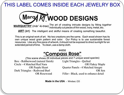 MarqART Wood Art Iránytű Box - Kézzel készített USA - Páratlan Minőségű, Egyedi, Nincs Két egyforma - Eredeti Munka a Fa-Art