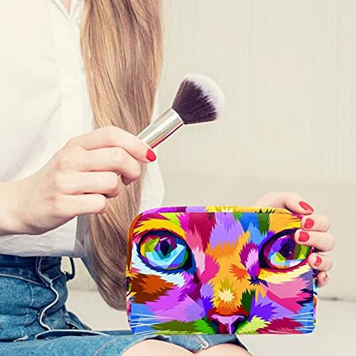 Yuzheng Kozmetikai Táskában Színes Aranyos Macska Művész Tároló Táska Cipzárral Tok Utazási Kozmetikai Szervező A Nők, Lányok