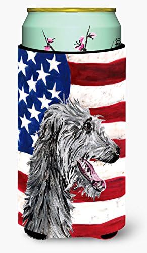Caroline Kincsek SC9645TBC Scottish Deerhound, Amerikai Zászló USA Magas Fiú Ölelkezős, Lehet Hűvösebb Ujja Ölelkezős Mosható