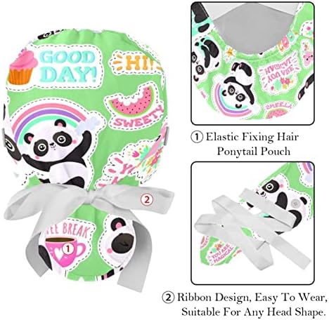 2db Nők Állítható Dolgozó Kap a Gombot Cuki Panda Motor Lófarok Tok Nyakkendő, Kalap