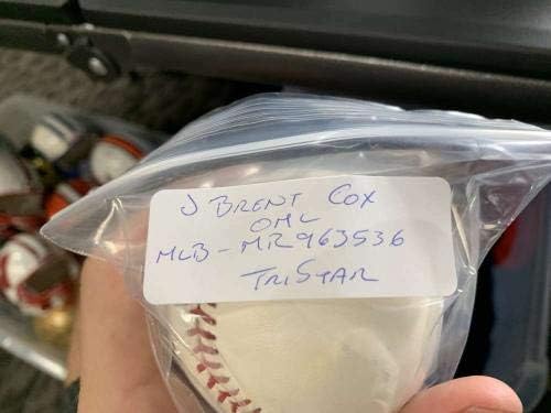 Brent Cox Aláírt Dedikált OML Baseball, MLB Tristar - Dedikált Baseball