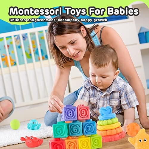 DY-3 az 1-ben Montessori Játékok, Babák, Puha Baba Foga Játékok, Egymásra építőkövei a Csecsemők, Szenzoros Fejlődési Oktatás