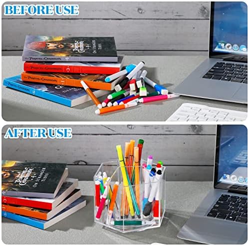Akril tolltartó, 360 fokban Forgó Művészeti Ellátási Szervező 5 Rekeszes tolltartó Desk Multi Kapacitás Jelölő Szervező Tároló