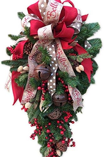 FunPa Karácsonyi Szajré Bell Gyümölcs Szalag Bowknot Ajtó Szajré Könnycsepp Szajré Ajtó Dísz Fali Dekoráció