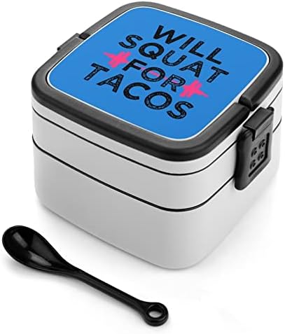 Zömök, Taco A Dupla Réteg Bento Box Ebédet Étkezés Tartály Dolgozik Az Irodájában Piknik