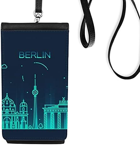Németország Berlin Mérföldkő Építészet Phone Wallet Pénztárca Lóg Mobil Tok Fekete Zseb
