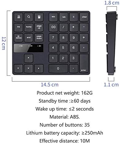 HUIOP 2.4 G Wireless Digitális Billentyűzet 35 Kulcs USB Numerikus Billentyűzet USB Töltő Billentyűzet, Laptop, PC, Asztali