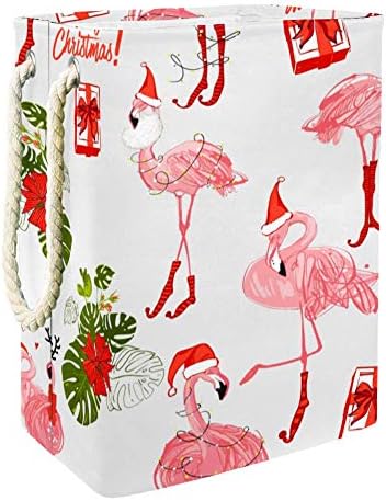 Inhomer Karácsonyi Flamingo Minta 300D Oxford PVC, Vízálló Szennyestartót Nagy Kosárban a Takaró Ruházat, Játékok Hálószoba