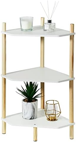 LITA Fehér Fa Modern Oldalsó Asztal, Három-Történet Vége-Táblázat Tárolási Növény Állni Hálószoba, Nappali(Fehér, 3 rétegű)