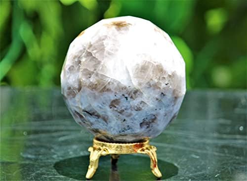 Kiváló Csiszolt Fehér Szivárvány Holdkő Kristály Kvarc Természetes Kő Gyémánt Vágja Gömb Arany Állni (65mm/415gm) Csakrák