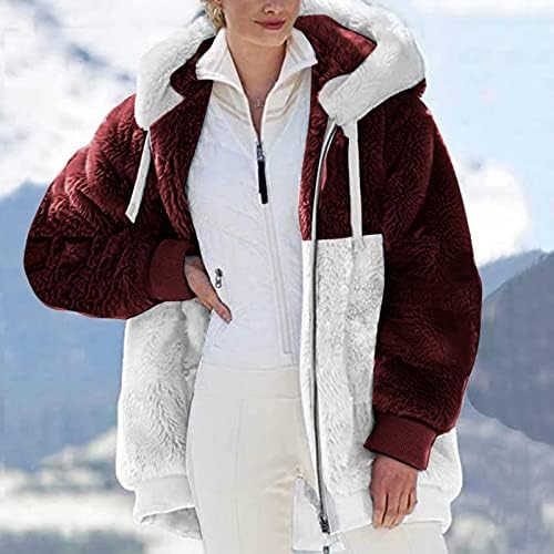A téli Kabátok Női, Divat Zip Fel Sherpa Polár Kabát Plusz Méretű Hosszú Ujjú Szabadtéri Meleg Plüss kapucnis Pulcsit műszőrme