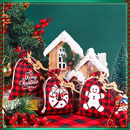 Shappy 18 Darab Karácsony alkalmából Ajándékot, Táskák, Zsinór, Vászon Tasak Candy Táska Kártyák Kötelek segítik Karácsonyi