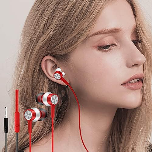 InEar Fejhallgató, Mikrofon, 3,5 mm-es Vezetékes Fejhallgató iOS, Android Okostelefonok, Laptopok, MP3 Wi (Piros, Egy Méret)