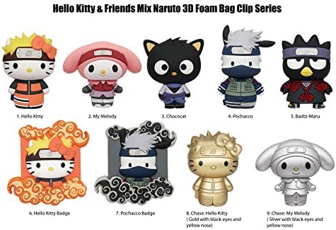 Viz Media Hello Kitty Mix Naruto 3D-s Hab Táska Klip, Többszínű