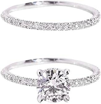 2023 Új Barátnője Pár Gyűrű Gyémánt Gyűrű Készlet Küldeni Micro Ajándék Gyűrű Női Zenekar Gyűrű (Ezüst, 5)