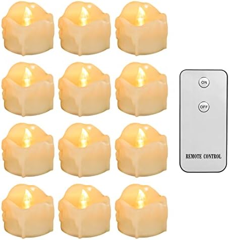 Neween Flameless Gyertyák Távoli, Viasz Csöpögött LED Tea Lámpák Reális Villódzó, Meleg Fehér, 12-es Csomag