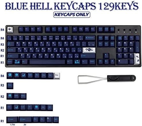 MOLGRIA Kék Pokol Keycaps, PBT Keycaps 129 Meghatározott Gaming Billentyűzet, Cseresznye Profil hőszublimációs Egyéni Keycaps