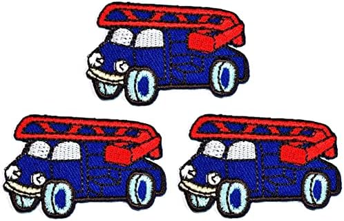 Kleenplus 3pcs. Mini Mentő Jármű Kék Autó, Rajzfilm Varrni Vas a Patch Hímzett Applied Kézműves Kézzel készített Ruhák Ruha