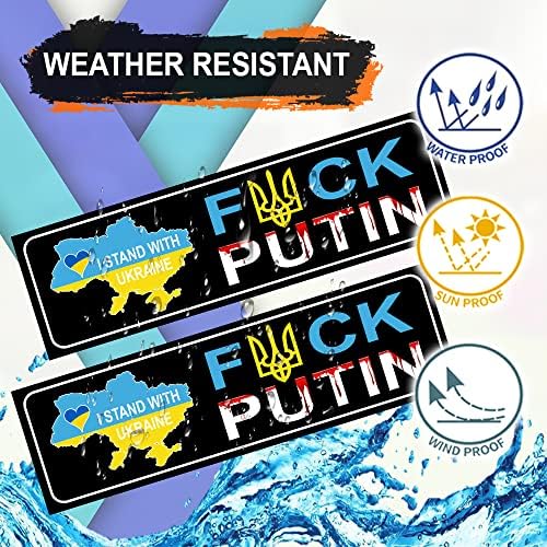 2DB Fasz Putyin Matrica - 10x3 Vinil-Ukrán Zászló Matrica - Állj Ukrajna Autó Matrica Lökhárító Laptop Ablak, Fal - Támogatja
