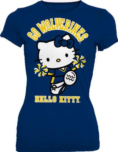 NCAA Michigan Wolverines Hello Kitty Pom Pom Junior Crew Tee Póló